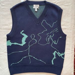 COS Intarsia Knit Vest with Abstract Floral Design, M